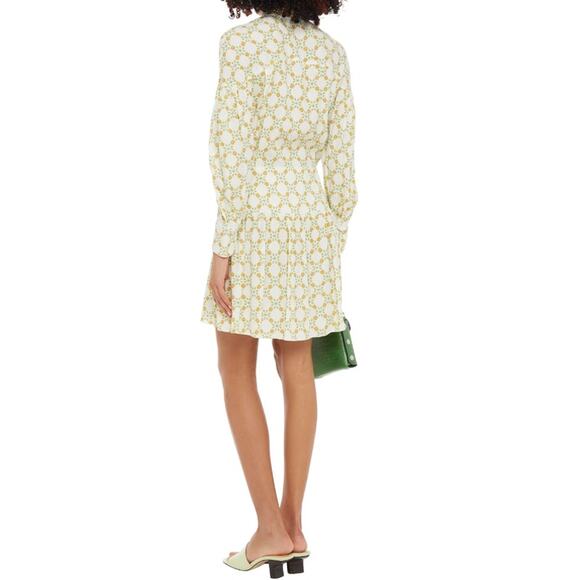 Sandro Magy Floral Jacquard Mini Dress Ivory Long Sleeve Shirtdress - Picture 6 of 15